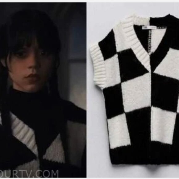 Zara PLAID KNIT VEST - Picture 2 of 10